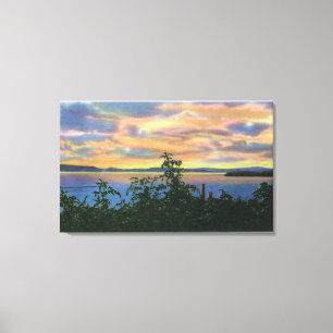 Toile Coucher du soleil au-dessus du lac, Adirondack Mts