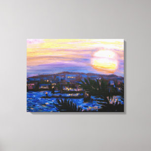 Toile Coucher du soleil chaud de mers