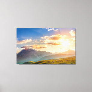 Toile Coucher du soleil dans les montagnes