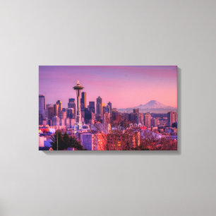 Toile Coucher du soleil derrière l'horizon de Seattle d