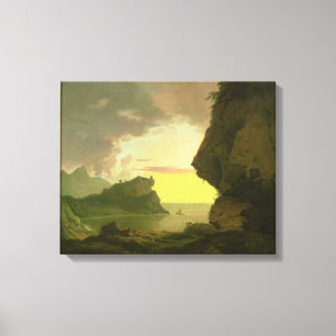 Toile Coucher du soleil sur la côte près de Naples,