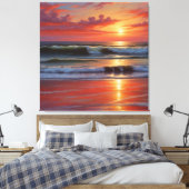 Toile Coucher Rouge Océan Peinture de paysage marin (Insitu(Chambre))