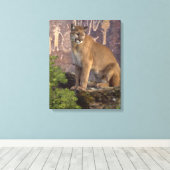 Toile Cougar et les Pictographes (Insitu (Plancher de Bois))