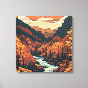 Toile Couleur d'automne sur l'art graphique du fleuve Co