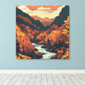 Toile Couleur d'automne sur l'art graphique du fleuve Co (Insitu (Plancher de Bois))