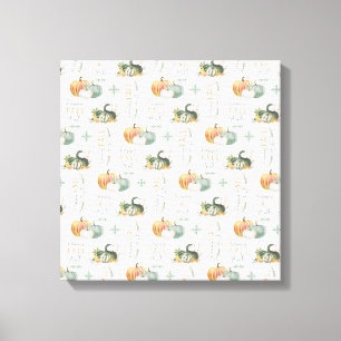 TOILE COULEUR D'EAU CITROUILLES ET GOURDS