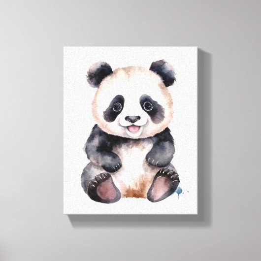 Toile Couleur d'eau pour bébé panda (Recto)