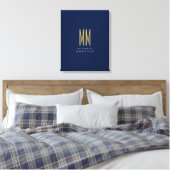Toile Couleurs d'or bleu Monogramme Lettres initiales No (Insitu(Chambre))