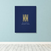 Toile Couleurs d'or bleu Monogramme Lettres initiales No (Insitu (Plancher de Bois))