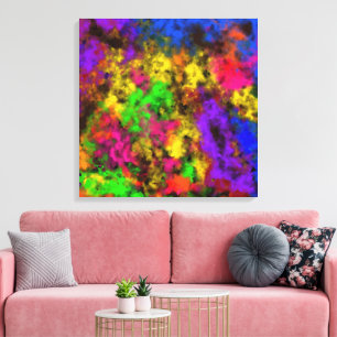 Toile Couleurs Néon Acrylique Tache Éclaboussure Abstrai