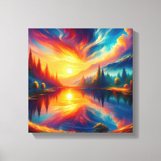 Toile Couleurs sur le lac