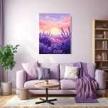 Toile Couloir de champ de lavande<br><div class="desc">Rendez votre salon encore plus beau avec cette jolie toile présentant un champ de lavande au coucher du soleil, style aquarelle, Il ajoute une touche de beauté et d'élégance à votre espace.</div>