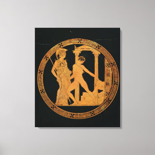 Toile Coupe à silhouette rouge représentant Athéna, Thés