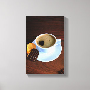 Toile Coupe de café avec mousse en forme de coeur