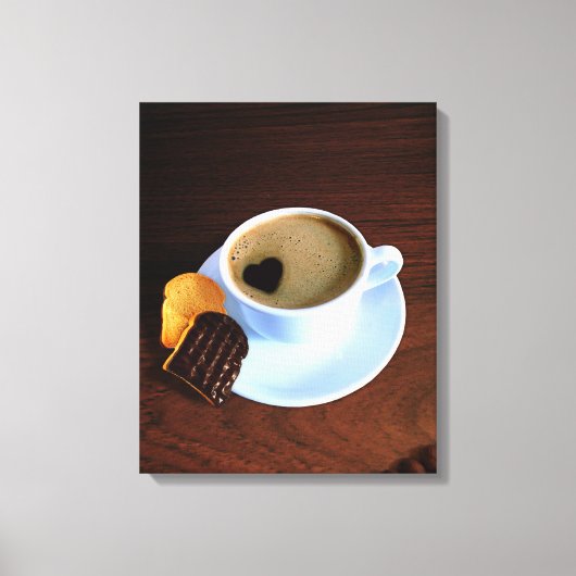 Toile Coupe de café avec mousse en forme de coeur (Recto)