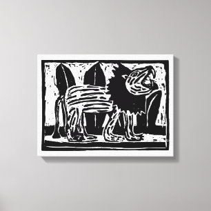 Toile Coupe Lino Lion noir et blanc