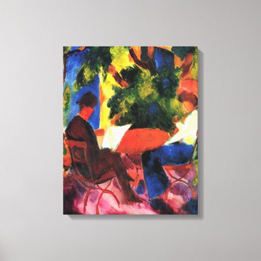 Toile Couple à la table du jardin par August Macke (Recto)