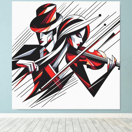 Toile Couple Abstrait avec violon (Insitu (Plancher de Bois))