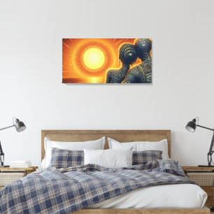 Toile Couple amoureux au coucher du soleil au bord de la