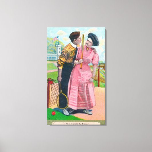 Toile Couple avec Tennis GearMême vieille raquette (Recto)