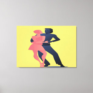 Toile Couple Danse Bleu Et Rouge