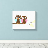 Toile Couple d'hibou sur une branche (Insitu (Plancher de Bois))