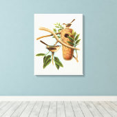 Toile Couple d'oiseaux sur un nid perché sur une branche (Insitu (Plancher de Bois))