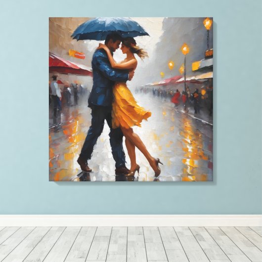 Toile Couple en art de pluie (Insitu (Plancher de Bois))