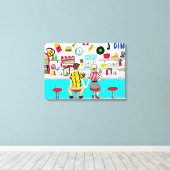 Toile Couple Holding Hands au dîner dans les années 1950 (Insitu (Plancher de Bois))