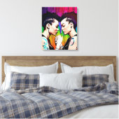 Toile Couple lesbien tenant les mains Rainbow Art (Insitu(Chambre))