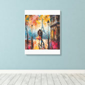 Toile "Couple romantique embrassant devant la Tour Eiffe (Insitu (Plancher de Bois))