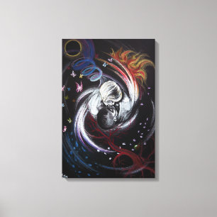 Toile Couple s'embrassant Amour Yin Yang Art dessin surr