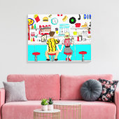 Toile Couple Tenant Main Rétro Nostalgic Cinquante Diner (Insitu(Salon))