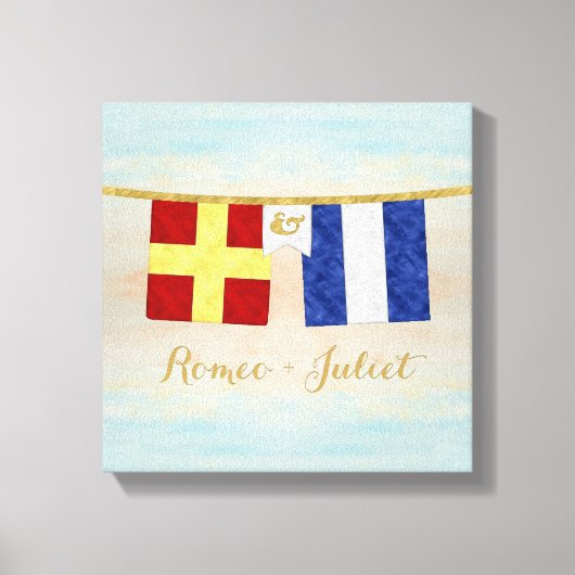 Toile Couples d'aquarelle Monogramme Signal maritime Dra (Recto)