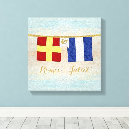 Toile Couples d'aquarelle Monogramme Signal maritime Dra (Insitu (Plancher de Bois))