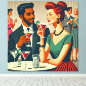 Toile Couples de fête cocktail de milieu de siècle - Pre (Insitu (Plancher de Bois))