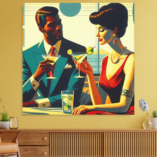 Toile Couples de Fête de Cocktail de Milieu de Siècle - (Insitu(Salon))