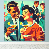 Toile Couples de fête de cocktail du milieu du siècle - (Insitu (Plancher de Bois))