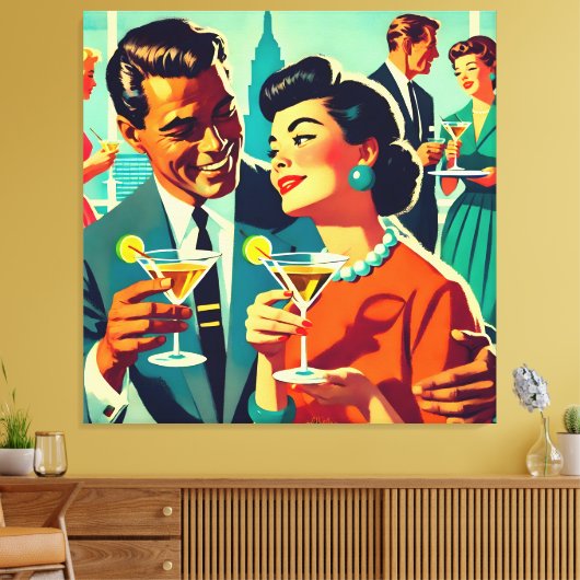 Toile Couples de fête de cocktail du milieu du siècle - (Insitu(Salon))