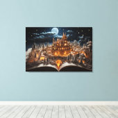 Toile Cour de château de conte de Noël au clair de lune (Insitu (Plancher de Bois))