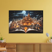 Toile Cour de château de conte de Noël au clair de lune (Insitu(Salon))