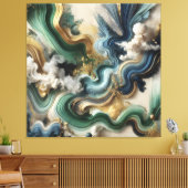 Toile Courants célestes - Gold Abstrait & Emerald Canva (Insitu(Salon))