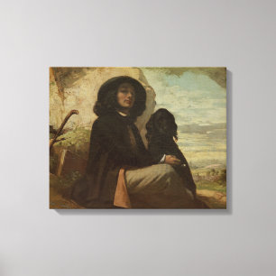 Toile Courbet avec son chien noir, 1842