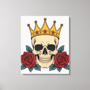 Toile Couronne de crâne gothique avec roses rouges – Bik