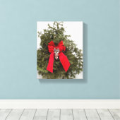 Toile Couronne de Noël avec Bow rouge (Insitu (Plancher de Bois))