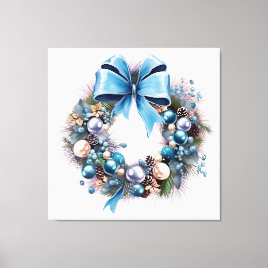 Toile Couronne de Noël bleue avec Bow (Recto)