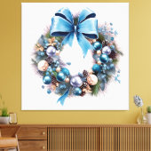 Toile Couronne de Noël bleue avec Bow (Insitu(Salon))