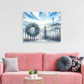 Toile Couronne de Noël sur une clôture de plage (Insitu(Salon))