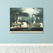 Toile Course de minuit sur le Mississippi, 1875 (Insitu (Plancher de Bois))