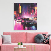 Toile Course de rue nocturne dans la ville animée (Insitu(Salon))